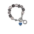 thumbnail image 1 of Silvertone Blue Crystal Sparkle Spinner Black Pebble Bead Charm Bracelet, 1 of 1