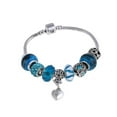 thumbnail image 1 of Silvertone Blue Mix Charm Bracelet, 1 of 1