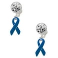 thumbnail image 1 of Silvertone Blue Ribbon Clear Crystal Clip On Earrings, 1 of 3