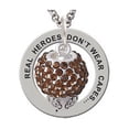 thumbnail image 1 of Silvertone Brown Crystal Sparkle Spinner Real Heroes Teach Affirmation Ring Necklace, 1 of 2