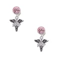 thumbnail image 1 of Delight Jewelry Silvertone Caduceus - RNP Pink Crystal Clip on Earrings, 1 of 5