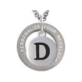 thumbnail image 1 of Silvertone Capital Letter - D - Pebble Disc - Custom Engraved Affirmation Ring Necklace, 1 of 2