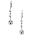 thumbnail image 1 of Silvertone Capital Letter - V - Pebble Disc - Crystal Madison Leverback Earrings, 1 of 2