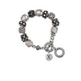 thumbnail image 1 of Silvertone Capital Letter - X - Pebble Disc - Black Pebble Bead Charm Bracelet, 1 of 1