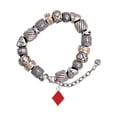 thumbnail image 1 of Silvertone Card Suit - Red Diamond Silver Tone Christian Bead Bracelet, 1 of 4