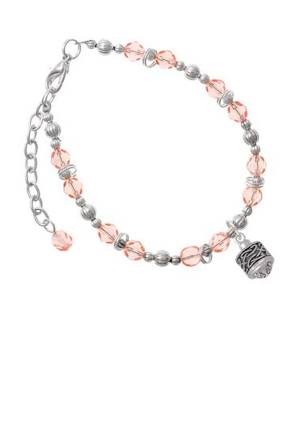 Silvertone Celtic Knot Band Spinner Pink Beaded Bracelet