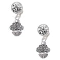 thumbnail image 1 of Silvertone Center Spacer Spinner Clear Crystal Clip On Earrings, 1 of 3