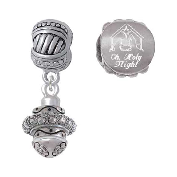 Silvertone Center Spacer Spinner Come Let us Adore Him Charm Beads (Set of 2)