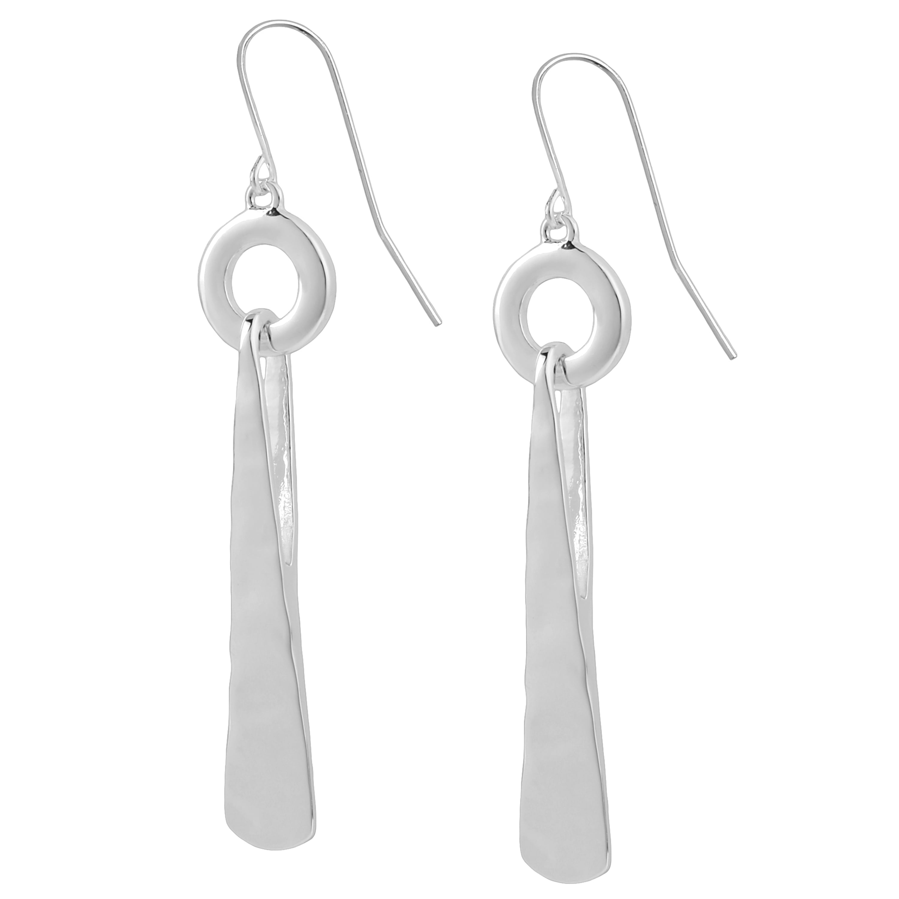 Silvertone Circle and Triangle Drop Earrings