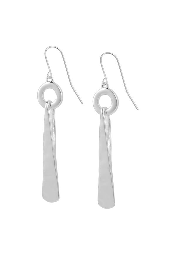 Silvertone Circle and Triangle Drop Earrings