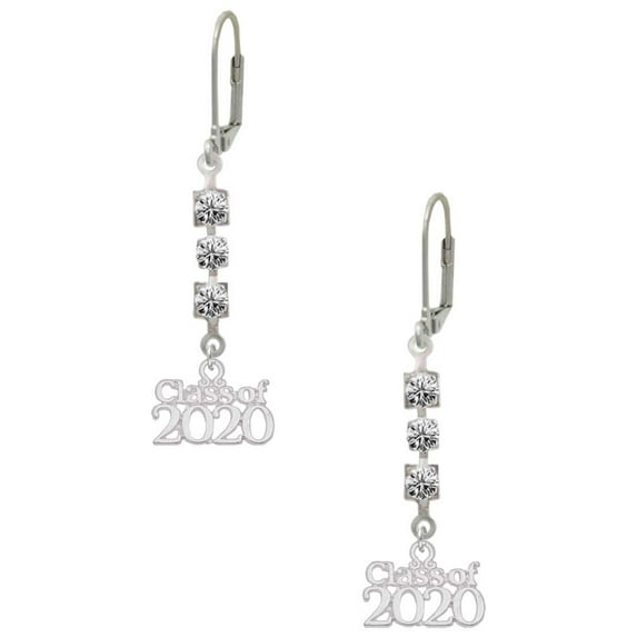 Silvertone Class of 2020 Crystal Madison Leverback Earrings