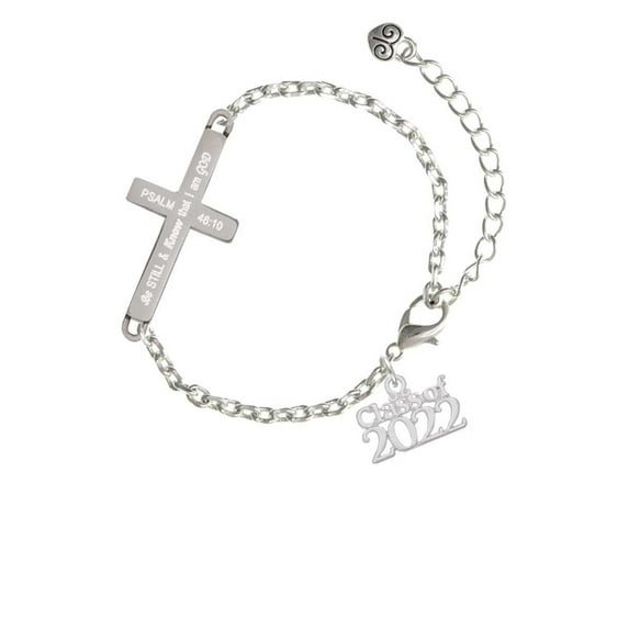 Silvertone Class of 2022 - Be Still and Know - Cross Bracelet