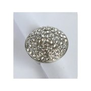Silvertone Clear Crystal Pave Oversized Stretch Ring