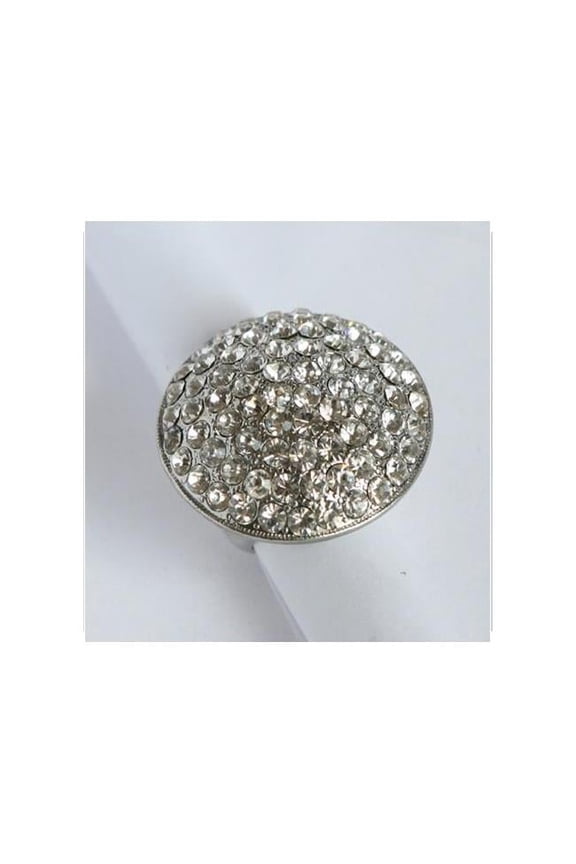 Silvertone Clear Crystal Pave Oversized Stretch Ring