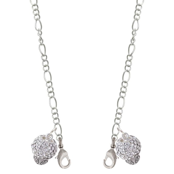 Silvertone Clear Crystal Sparkle Spinner Silvertone Face Mask Necklace