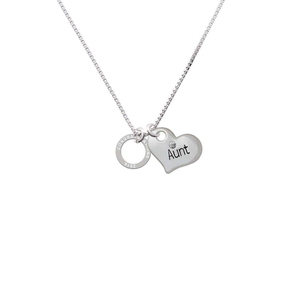 Silvertone Congratulations Eternity Ring Aunt Heart Necklace
