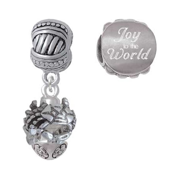 Silvertone Crabs Spinner Joy to the World Charm Beads (Set of 2)