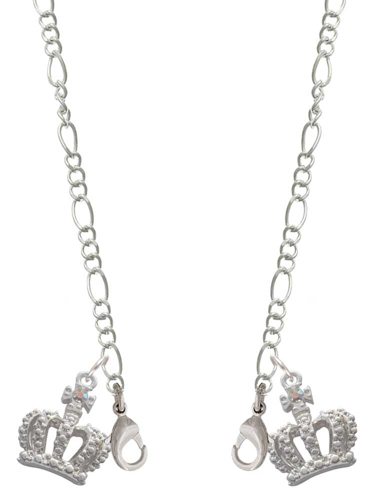 Silvertone Crown with AB Crystal Silvertone Face Mask Necklace