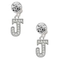 thumbnail image 1 of Silvertone Crystal Initial - J - Clear Crystal Clip On Earrings, 1 of 3
