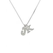 Silvertone Crystal Initial - J - K - Initial Necklace