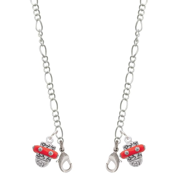 Silvertone Crystal Red Spinner Silvertone Face Mask Necklace