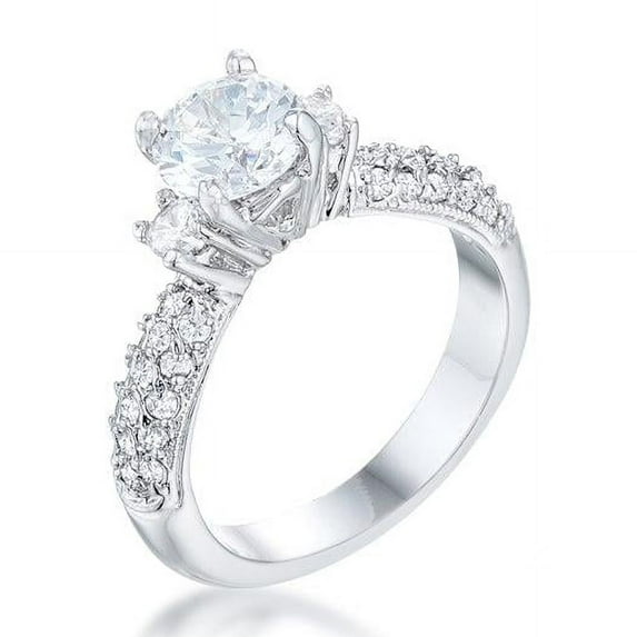Silvertone Cubic Zirconia Classic Engagement Ring