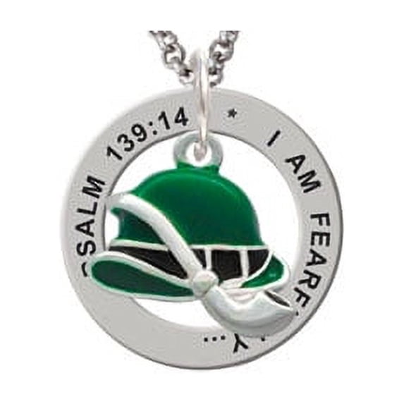 Silvertone Derby Hat with Pipe Psalm 139:14 Affirmation Ring Necklace
