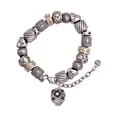 thumbnail image 1 of Silvertone Diagonal Banded Barrel with Clear Crystals Spinner Silver Tone Christian Bead Bracelet, 1 of 4