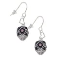 thumbnail image 1 of Silvertone Diagonal Banded Barrel with Pink Crystals Spinner Heart French Earrings, 1 of 4