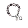 thumbnail image 1 of Silvertone Disc 1/2'' Number - 2 - Black Pebble Bead Charm Bracelet, 1 of 1