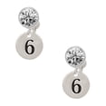 thumbnail image 1 of Silvertone Disc 1/2'' Number - 6 - Clear Crystal Clip On Earrings, 1 of 3