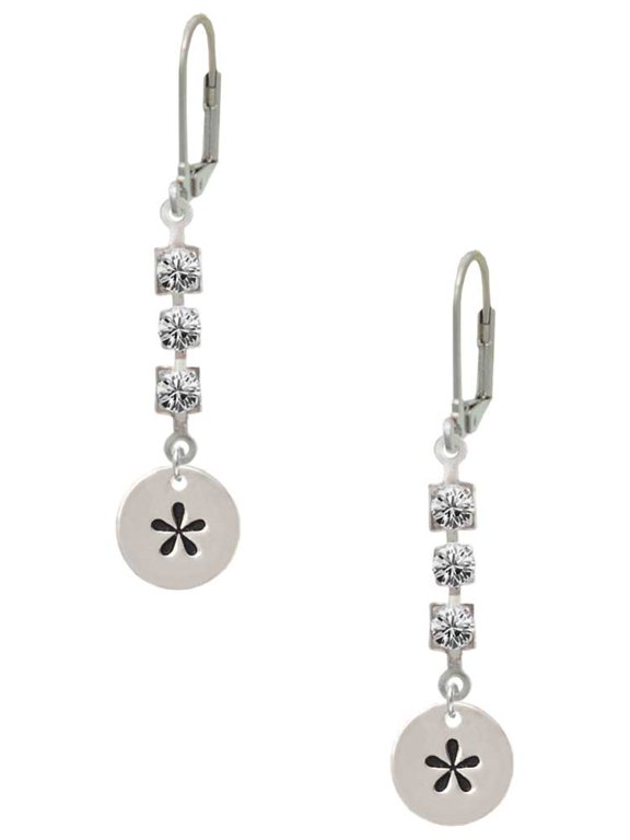 Silvertone Disc 1/2'' - Symbol - Asterisk - * - Crystal Madison Leverback Earrings