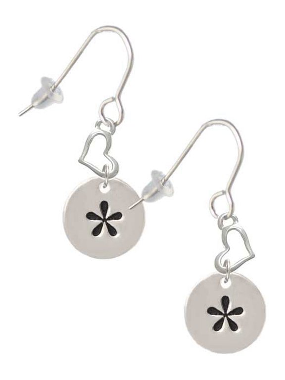Silvertone Disc 1/2'' - Symbol - Asterisk - * - Heart French Earrings
