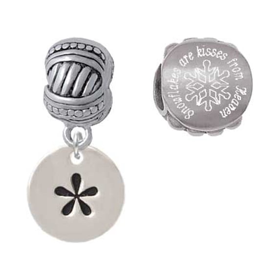 Silvertone Disc 1/2'' - Symbol - Asterisk - * - Snowflakes are Kisses from Heaven Charm Beads (Set of 2)