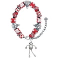 thumbnail image 1 of Silvertone Dog with 4 Dangle legs Red Christmas Bead Bracelet, 1 of 4