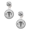 thumbnail image 1 of Silvertone Domed Black CMT Clear Crystal Clip On Earrings, 1 of 3