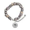 thumbnail image 1 of Silvertone Domed Black CNM Silver Tone Christian Bead Bracelet, 1 of 4