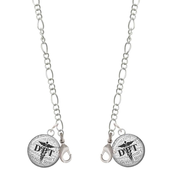 Silvertone Domed Black DPT Silvertone Face Mask Necklace