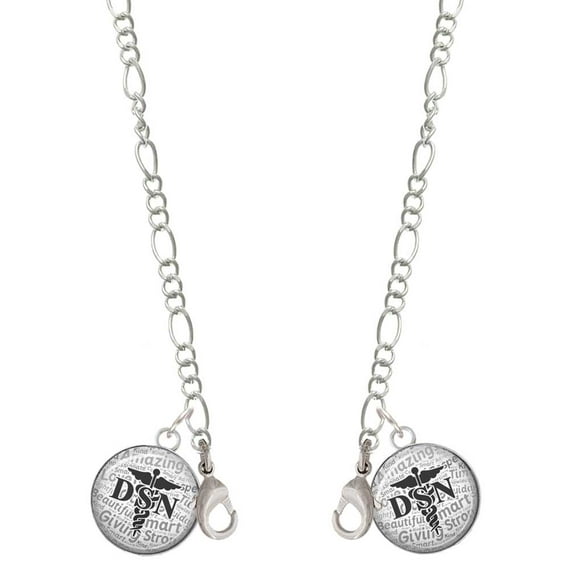 Silvertone Domed Black DSN Silvertone Face Mask Necklace