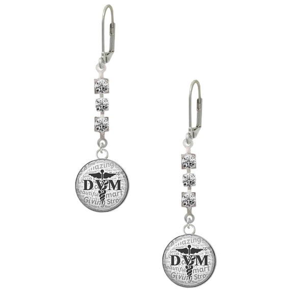 Silvertone Domed Black DVM Crystal Madison Leverback Earrings