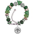 thumbnail image 1 of Silvertone Domed Black DVM Green Christmas Bead Bracelet, 1 of 4