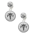 thumbnail image 1 of Silvertone Domed Black PT Clear Crystal Clip On Earrings, 1 of 3