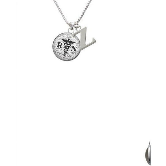 Silvertone Domed Black RN Capital Initial Z Necklace