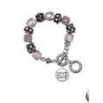thumbnail image 1 of Silvertone Domed Follow Your Arrow Black Pebble Bead Charm Bracelet, 1 of 1