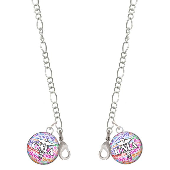 Silvertone Domed Multi Color CMA Silvertone Face Mask Necklace