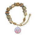 thumbnail image 1 of Silvertone Domed Multi Color CRT Two Tone Christian Bead Bracelet, 1 of 4