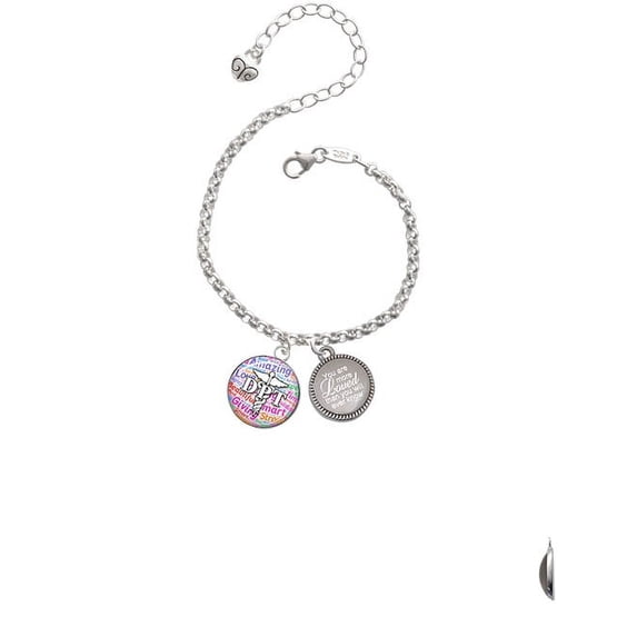 Silvertone Domed Multi Color DPT You Are More Loved Than You Will Ever Know Engraved Bracelet