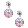 thumbnail image 1 of Silvertone Domed Multi Color DVM Clear Crystal Clip On Earrings, 1 of 3