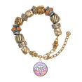 thumbnail image 1 of Silvertone Domed Multi Color MN Two Tone Christian Bead Bracelet, 1 of 4