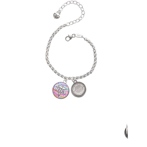 Silvertone Domed Multi Color RDA Run Like a Girl - Strong and Fierce Engraved Bracelet